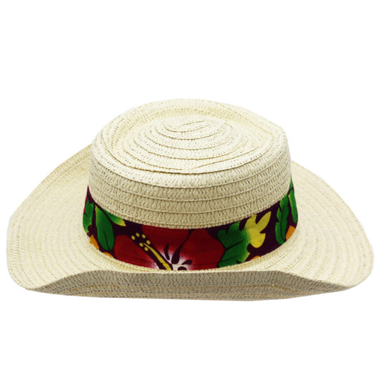 adult beach hat with printed tropical band