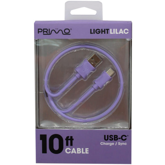 primo 10 foot usb type c cable in lilac purple