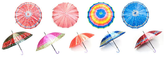 Satin Silk Adults Automatic Printed Umbrellas