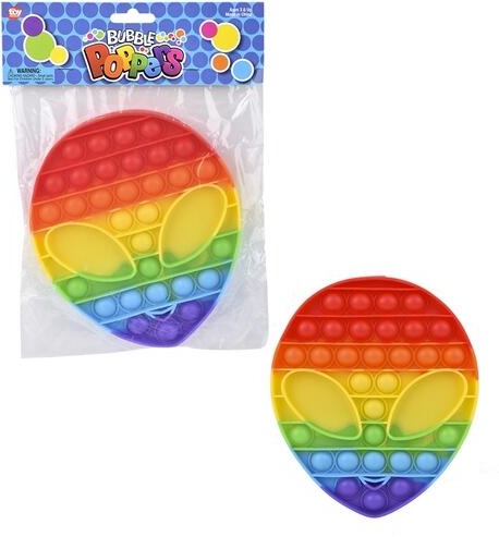 Wholesale 7 INCH RAINBOW ALIEN BUBBLE POPPERS SILICONE STRESS RELIEVER TOY (sold by the piece )