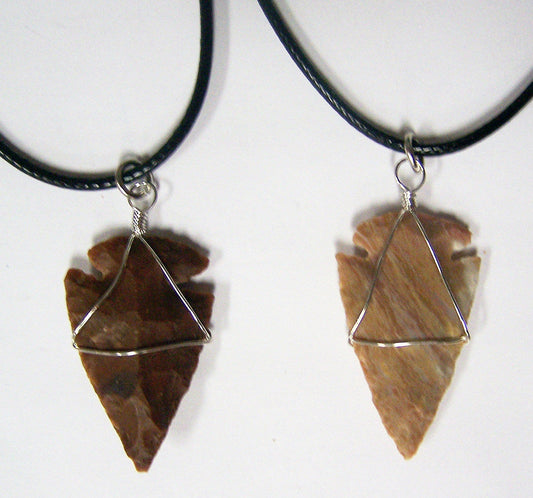Buy 1 1/2" *small* WIRE WRAPPED,ARROWHEAD PENDANT SILVER BEAD BLACK ROPE NECKLACE ( sold by the peice or dozenBulk Price