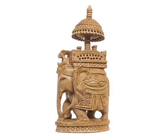 Add an Exotic Touch to Your Home Decor with Wooden Maharaja Elephant Statue