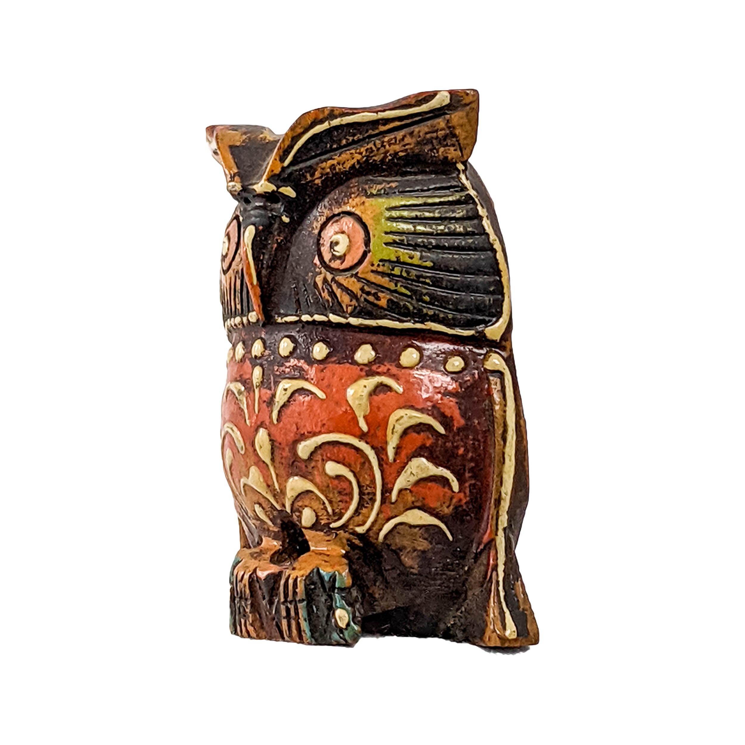 Handcrafted Wooden Owl Sitting Showpiece