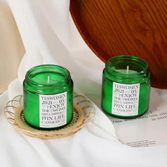 Green Glass Wax Candle