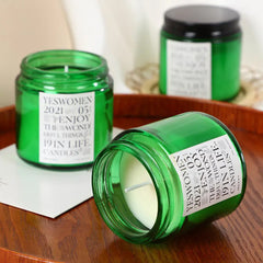 Green Glass Wax Candle