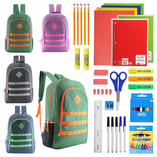 12 Wholesale Preassembled 18 Inch Dome Backpack And 30 Piece School Supply  Kit - 4 Color Assortment - at - wholesalesockdeals.com