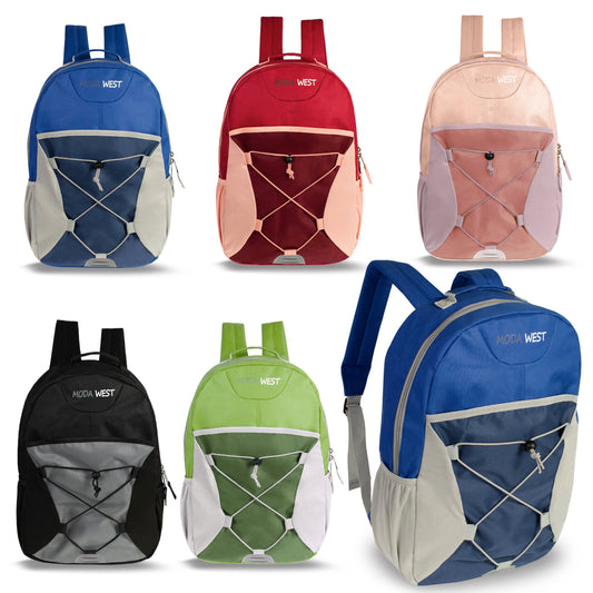 Buy 17" Bungee Bulk Backpacks in 5 Assorted Colors - Wholesale Case of 24 Bookbags