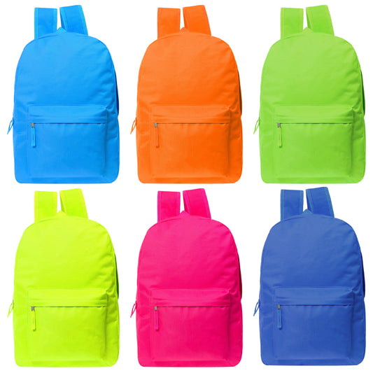 Buy 17" Kids Bright Wholesale Backpack in 6 Colors - Bulk Case of 24 Backpacks