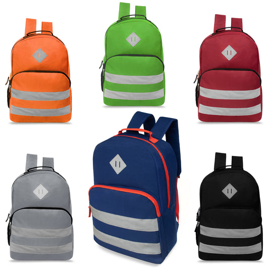 Buy 17" Double Reflective Wholesale Backpack in 6 Colors - Bulk Case of 24
