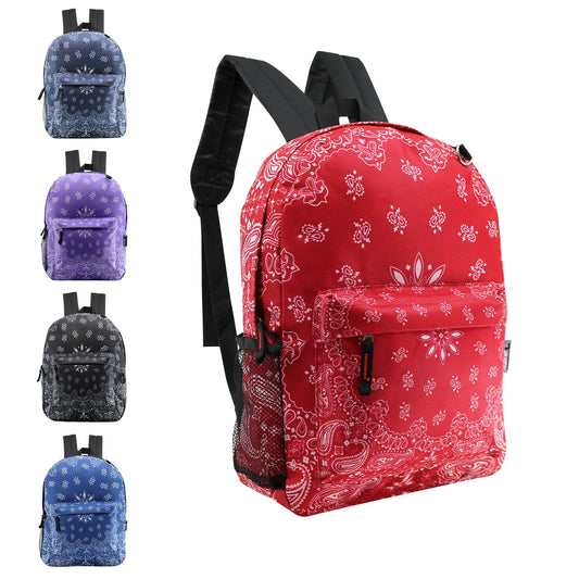 Buy 17" Classic Wholesale Backpack in Assorted Prints- Bulk Case of 24 Backpacks
