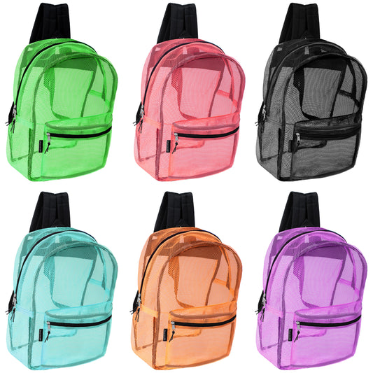 Buy Mesh Wholesale Backpacks 6 Assorted Colors Case of 24 Bookbags