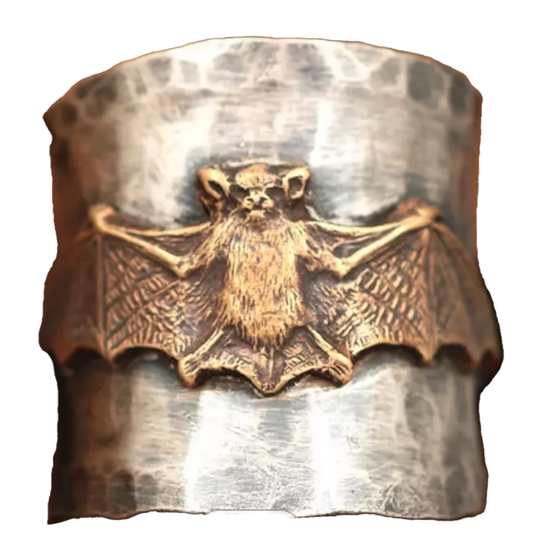Wholesale ANTIQUE STYLE FLYING BAT EMBOSSED METAL RING ( sold by the piece)