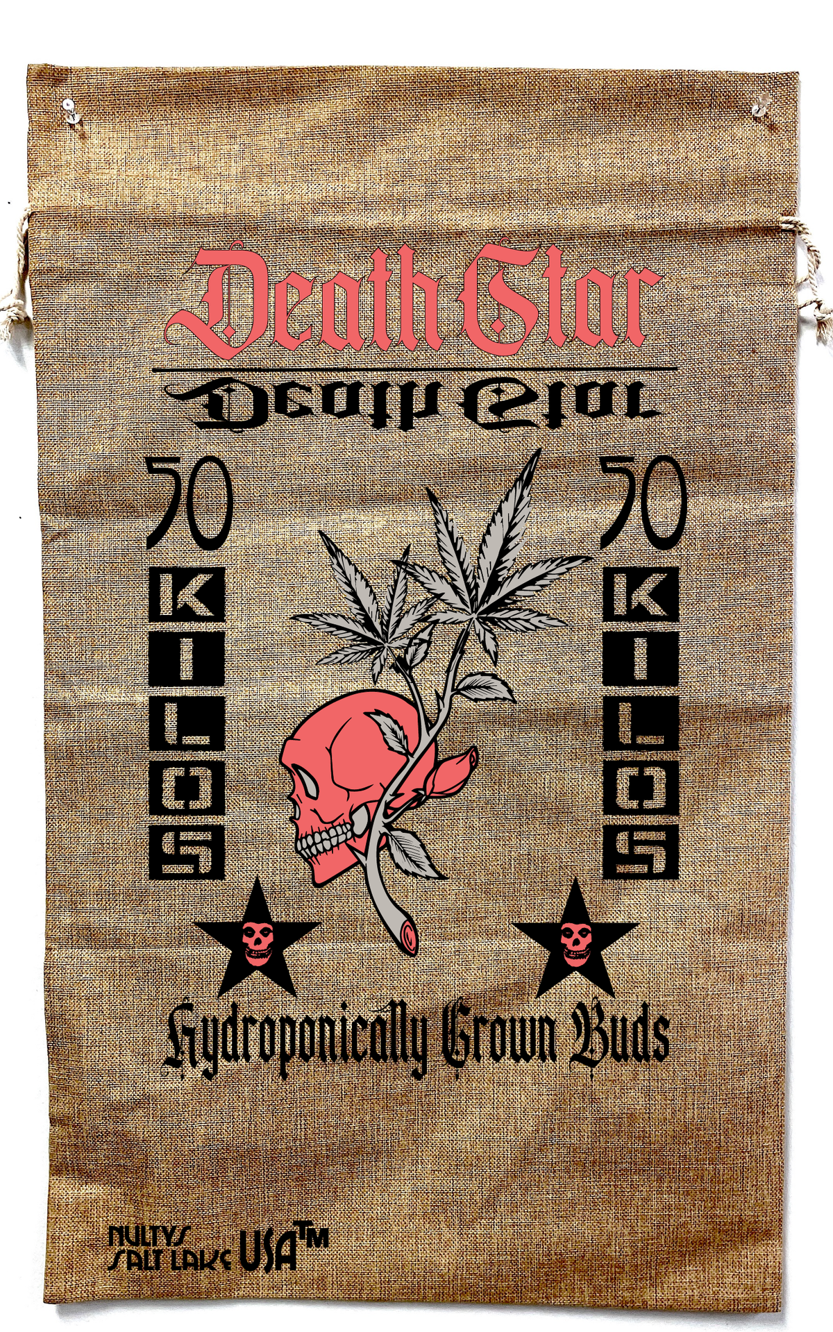 Wholesale DEATH STAR MARIJUANA BURLAP BAG ( sold by the piece )