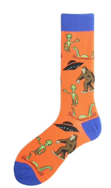 Wholesale MYTHICAL CREATURE ORANGE  Unisex Crew Socks  (sold by the pair)