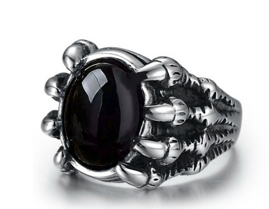Wholesale BLACK JEWEL CLAW METAL BIKER RING ( sold by the piece)