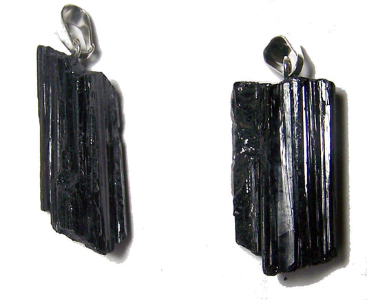 Wholesale BLACK TOURMALINE ROUGH NATURAL MINERAL STONE PENDANT (sold by the piece or bag of 10 )