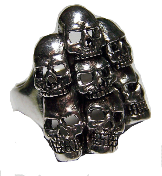 Wholesale STACKED SKULLS DELUXE BIKER RING (Sold by the piece) *