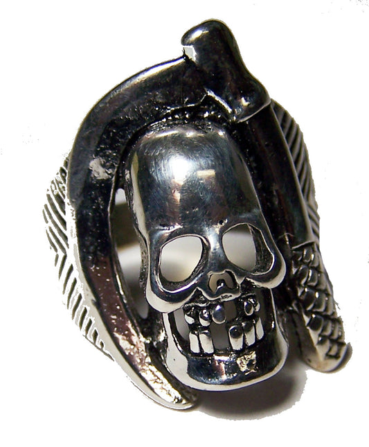 Wholesale SKULL WITH SICKLE BIKER RING  (Sold by the piece) *