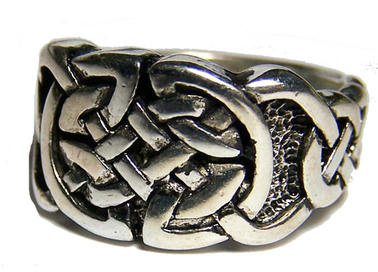 Wholesale WOVEN KNOTTED SILVER DELUXE BIKER RING (Sold by the piece) *