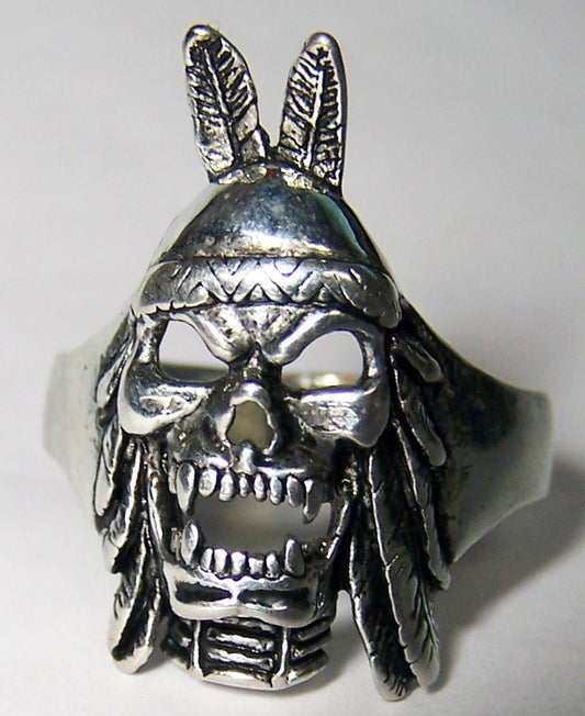 Wholesale INDIAN BRAVE SCREAMING SKULL BIKER RING  (Sold by the piece) *- CLOSEOUT $ 1.25