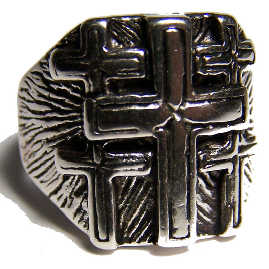 Wholesale Multiple Cross Deluxe Biker Ring  (Sold by the piece)