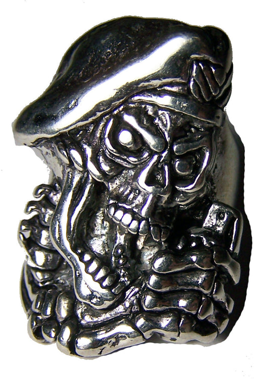 Wholesale SCREAMING MILITARY SOLDIER SKULL WITH GERNADE DELUXE BIKER RING ( sold by the piece ) * CLOSEOUT AS LOW AS $ 3.75