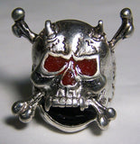Wholesale RED EYES SKULL WITH BONES CROSSED BIKER RING (Sold by the piece) *