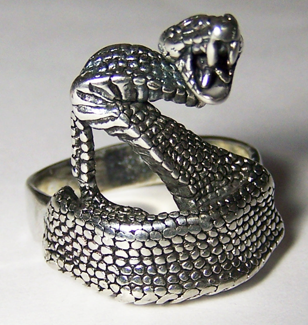 Wholesale COILED RATTLE SNAKE BIKER RING (Sold by the piece)