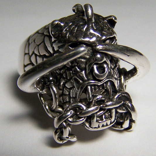 Wholesale Monster with Chains & Horns Biker Ring Unleash Your Dark Side  (Sold by the piece)