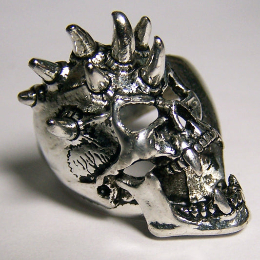 Wholesale Screaming Spiked Skull Head Deluxe Biker Ring (Sold by the Piece)