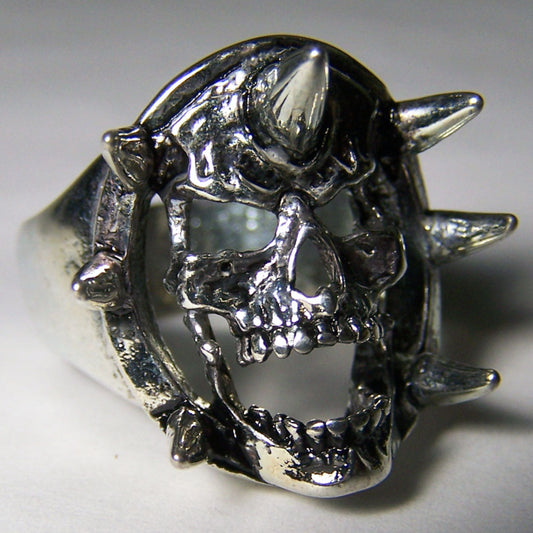 Wholesale Screaming Skull Head W Spike Deluxe Biker Ring (Sold by the piece)