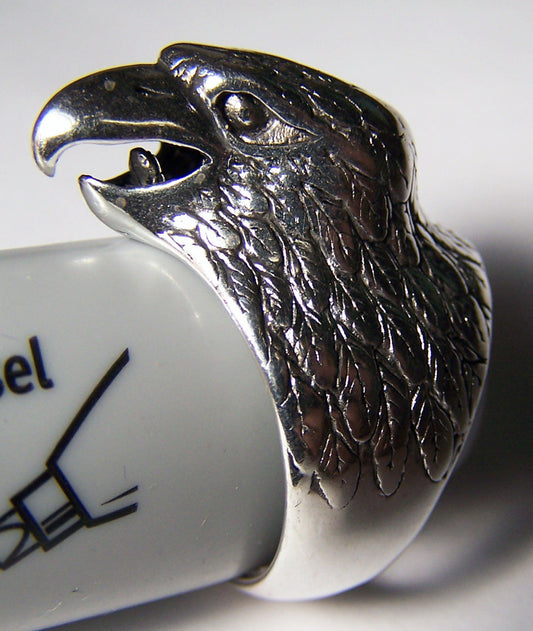 Wholesale EAGLE HEAD DELUXE SILVER BIKER RING ( sold by the piece )