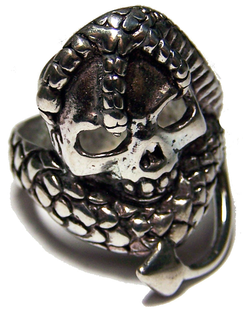 Buy SERPENT WRAPPED AROUND SKULL HEAD BIKER RINGBulk Price