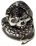 Wholesale SERPENT WRAPPED AROUND SKULL HEAD BIKER RING (Sold by the piece)