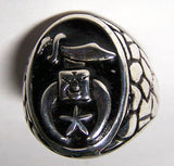 Wholesale SHRINERS EMBLEM W STAR & SWORD SILVER DELUXE BIKER RING (Sold by the piece) *