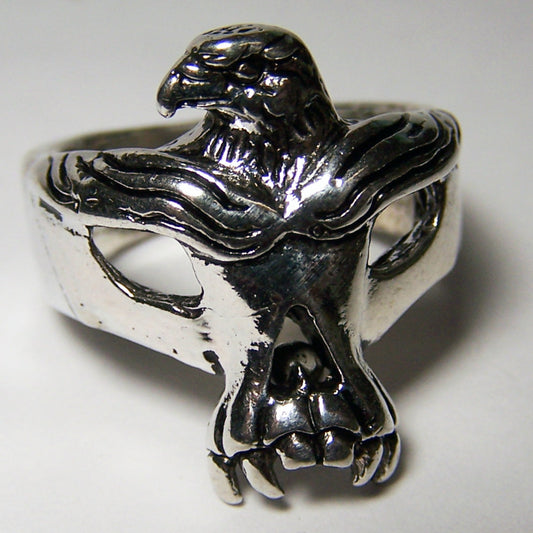 Mixed Eagle with Skull Biker Ring