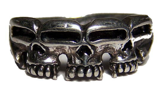 Wholesale ILLUSION TRIPLE SKULL BAND BIKER RING ( sold by the piece )  *