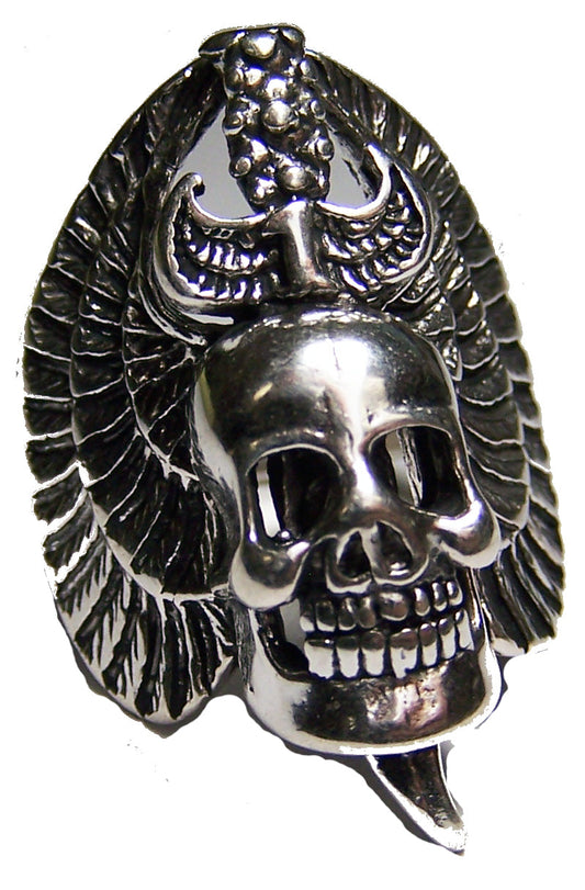 Wholesale SKULL HEAD WINGS & DAGGER BIKER RING (Sold by the piece)