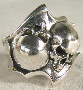 Buy DOUBLE REVERSED SKULL DELUXE BIKER RING *Bulk Price