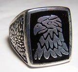 Buy INLAYED EAGLE HEAD SILVER DELUXE BIKER RING *Bulk Price