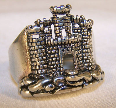 Wholesale MEDIEVAL CASTLE DELUXE SILVER BIKER RING (Sold by the piece) *