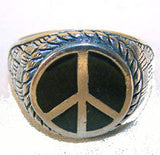 Buy ROUND PEACE SIGN DELUXE SILVER BIKER RING *-CLOSEOUT AS LOW AS $ 3.50 EABulk Price
