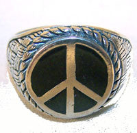 Wholesale ROUND PEACE SIGN DELUXE SILVER BIKER RING (Sold by the piece) *-  CLOSEOUT AS LOW AS $ 3.50 EA