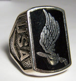 Wholesale USA MILITARY AIRBOURNE 173RD DIVISION SILVER DELUXE BIKER RING