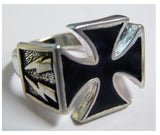 Wholesale IRON CROSS WITH LIGHTNING BOLTS BIKER RING (Sold by the piece) AS LOW AS $ 3.95 EA