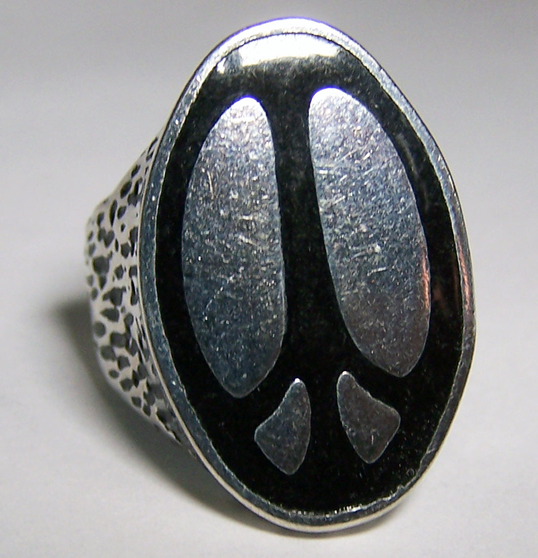 Buy LARGE OVAL INLAYED PEACE SIGNSILVER DELUXE BIKER RING *Bulk Price