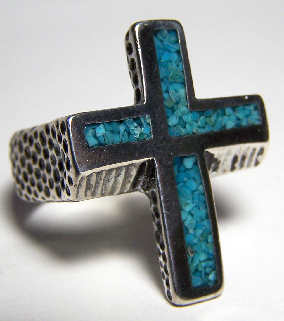 Wholesale LARGE CROSS SILVER DELUXE BIKER RING (Sold by the piece) *