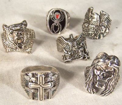 Wholesale ASSORTED STYLES RANDOM PICKED BIKER RINGS (Sold by the piece) * CLOSEOUT NOW as low as $ 2.50 EA