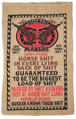 Wholesale BUCKER HORSE SHIT MANURE BURLAP BAG ( sold by the piece )