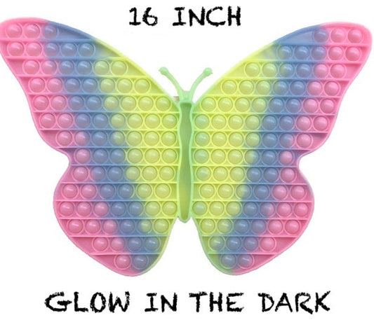 Buy 16" GLOW IN THE DARK BUTTERFLYBUBBLE POP IT SILICONE STRESS RELIEVER TOYBulk Price